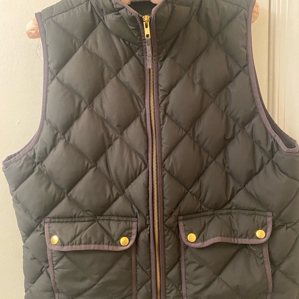 J.Crew Black Quilted Vest XL